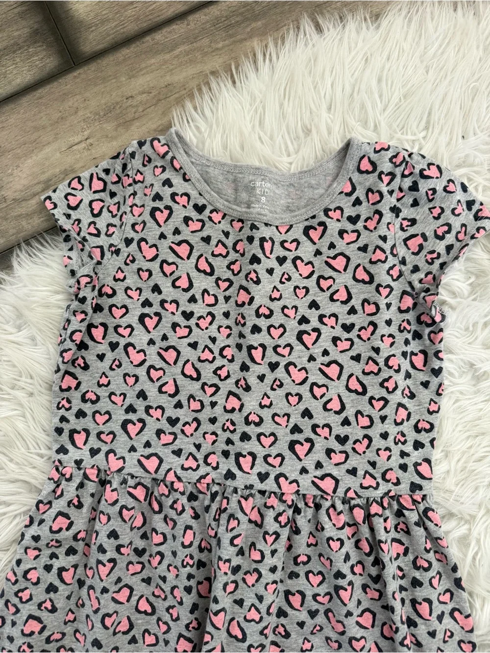 Carter's Pink Ballerina Print Dress & Gray Pink-Heart Dress Set